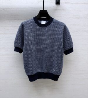 디올 울 자카드 반팔 니트 624S26A2015