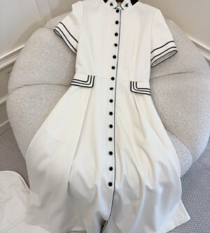 디올 벨트 미디 셔츠 원피스 에크루 611R12A1030