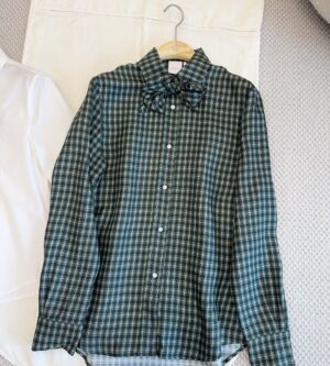 디올 체크 실크 블라우스 탈착식 보타이 셔츠 621B56B6A10