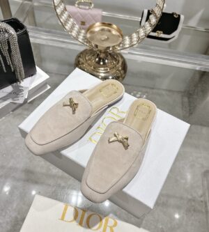 디올 베이비 보우 뮬 슬리퍼 스웨이드 KDF176VVV