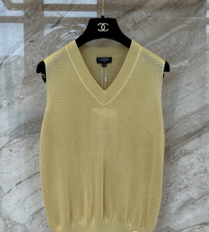 샤넬 26ss 브이넥 민소매 실크 니트 탑 P82290