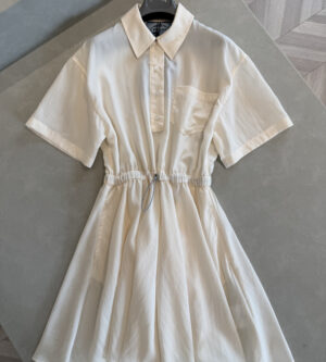 프라다 반팔 기능성 퐁제 셔츠 원피스 23X731