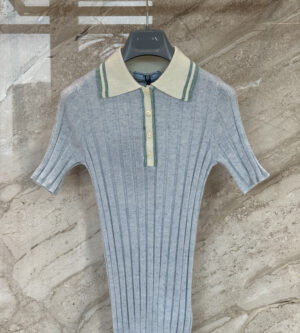 프라다 캐시미어 실크 및 리넨 폴로 반팔 니트 P24B3I