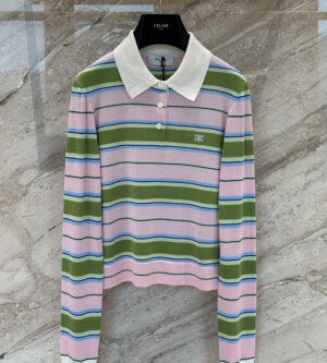 셀린느 스트라이프 코튼 폴로 니트 RY0TF3B21