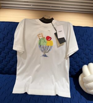 펜디 화이트 코튼 티셔츠 FY0936B05M