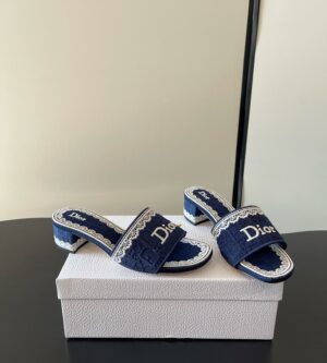 디올 오블리크 덴텔 뮬 힐 슬라이드 슬리퍼 레이스 KCO530DET