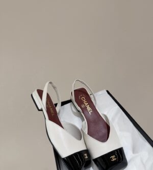 샤넬 슬링백 샌들 로우힐 스퀘어토 투톤 플랫슈즈  G47205