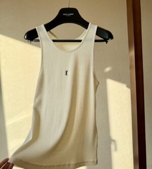 생로랑 립 코튼 저지 탱크 탑 나시 티셔츠 842992