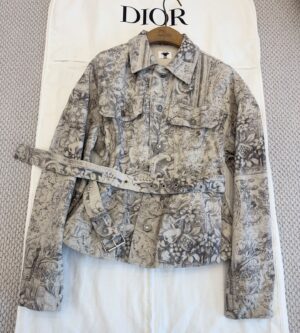 디올 바로코 데님 벨트 자켓 베이지 612V60A3190