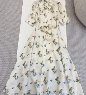 디올 벨트 미디 셔츠 실크 원피스 에크루 621R53A6979