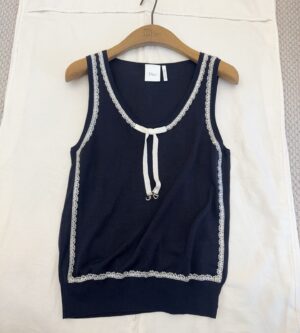 디올 실크 니트 베스트 에크루 레이스 조끼 624T26A6E80