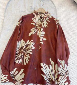 브루넬로쿠치넬리 플로럴 클래식 칼라 실크 셔츠