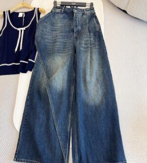 디올 드레이프 플레어 진 스톤워싱 데님 청바지 622P89A3217