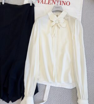 발렌티노 엠브로이더리 크레이프 드 신 셔츠