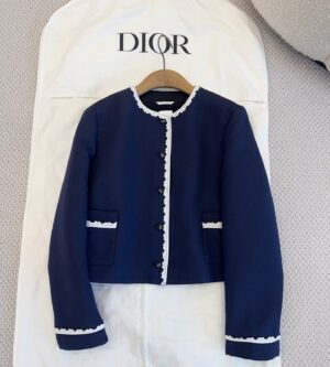 디올 울 실크 레이스 크롭 자켓 621V28A1166