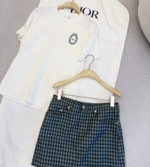 디올 체크 앤 디올 미니스커트 치마 621J41A6A10
