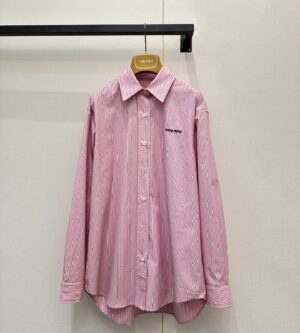 미우미우 로고 자수 스트라이프 루즈핏 셔츠 MK2007