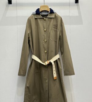 미우미우 올드 개버딘 싱글브레스트 코트 MS2141