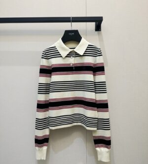 셀린느 스트라이프 코튼 폴로 니트 RY0TX3B21