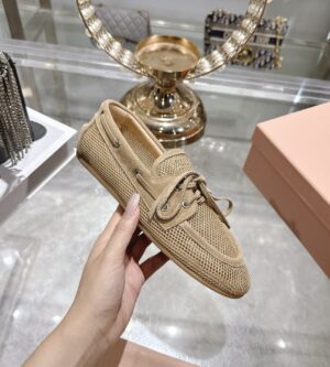 미우미우 메시 스웨이드 덱 슈즈 로퍼 5D585E