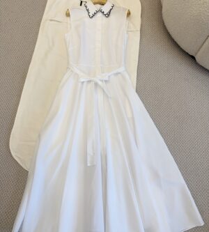 디올 자수 칼라 민소매 셔츠 원피스 641R60A3076